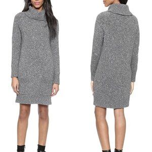 Milly Wool Sweater Dress Turtleneck Dark Heather Gray Charcoal Pockets, S/P